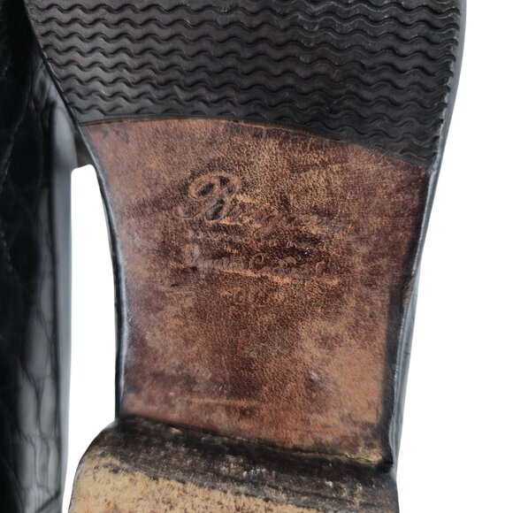 Vintage Bragano Exotic Crocodile Italy Men 9.5 Black Leather Dress Shoes Loafers main image 12